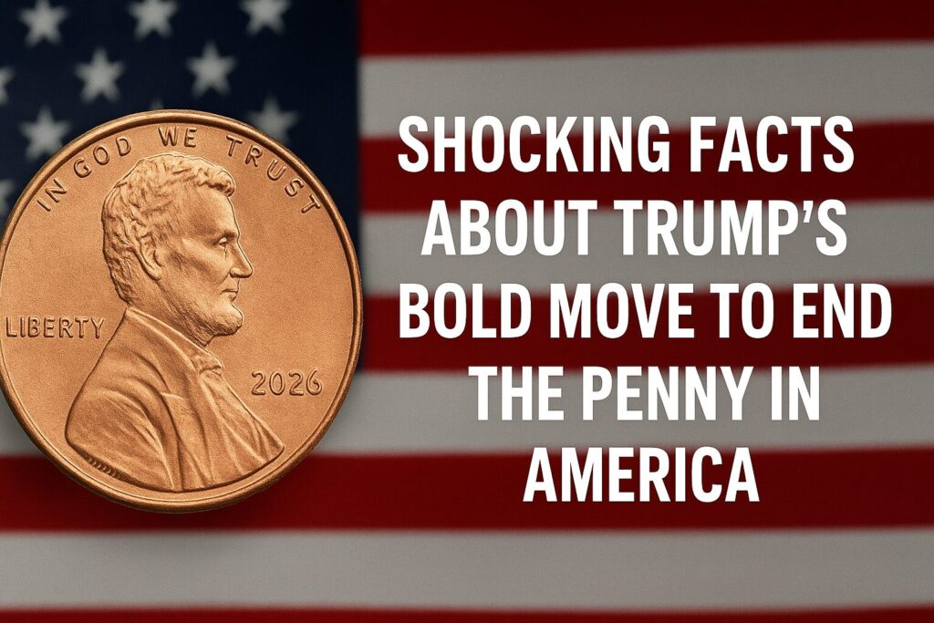 A close-up of a U.S. penny featuring Abraham Lincoln with the American flag in the background, symbolizing the end of penny production under President Trump’s new economic policy.