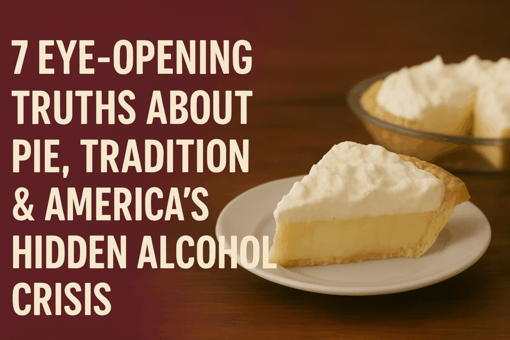 Slice of cream pie on a white plate with the article title displayed beside it against a warm wooden background.