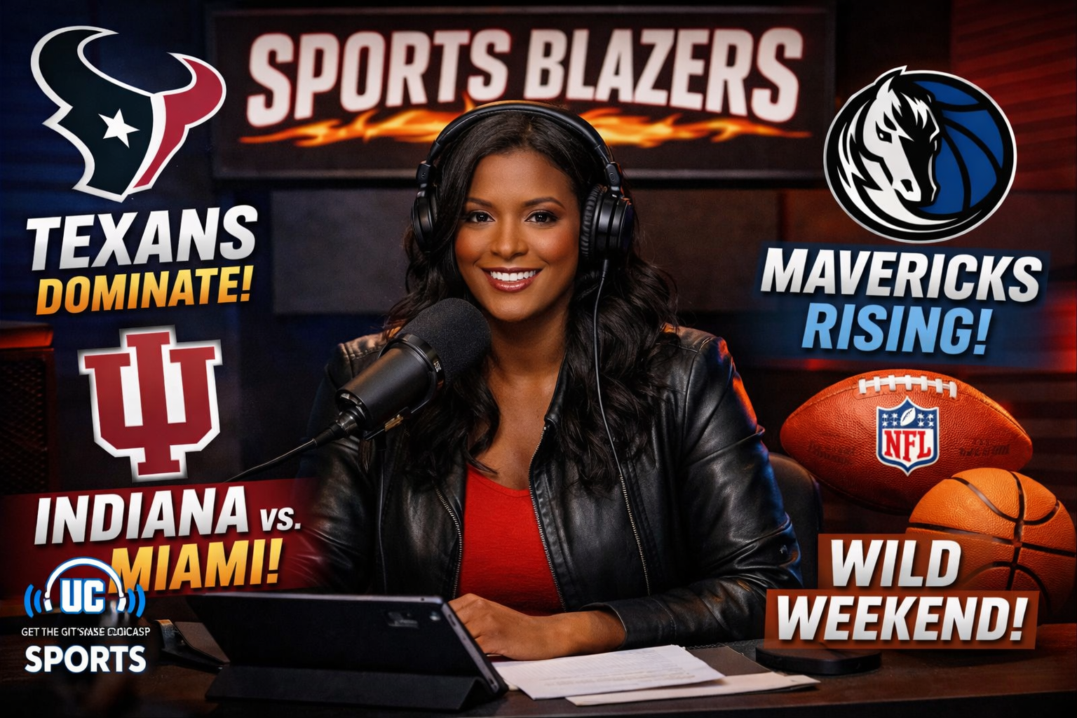 Abbi Sinclair delivering a powerful Sports Blazers recap of NFL, college football and NBA action