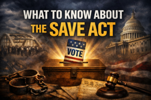 Ballot box illuminated under dramatic lighting symbolizing the fight for voting rights