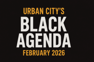 Podcast episode graphic highlighting Dr. Kizzmekia Corbett and her groundbreaking role in developing the Moderna COVID-19 vaccine for Urban City’s Black Agenda series.
