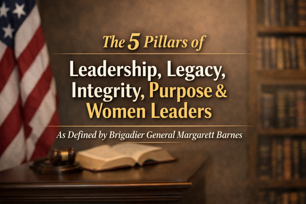 Brigadier General Margarett Barnes speaking on leadership pillars and legacy