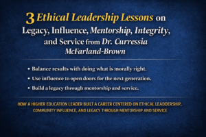Dr Curressia McFarland Brown leadership interview on ethical leadership legacy and mentorship
