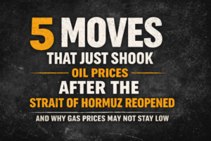 Oil tanker traveling through the Strait of Hormuz as global oil supply resumes