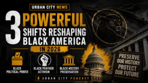 Black activists, political leaders, and cultural institutions symbolizing the rise of Black political power and historical preservation in America during 2026.