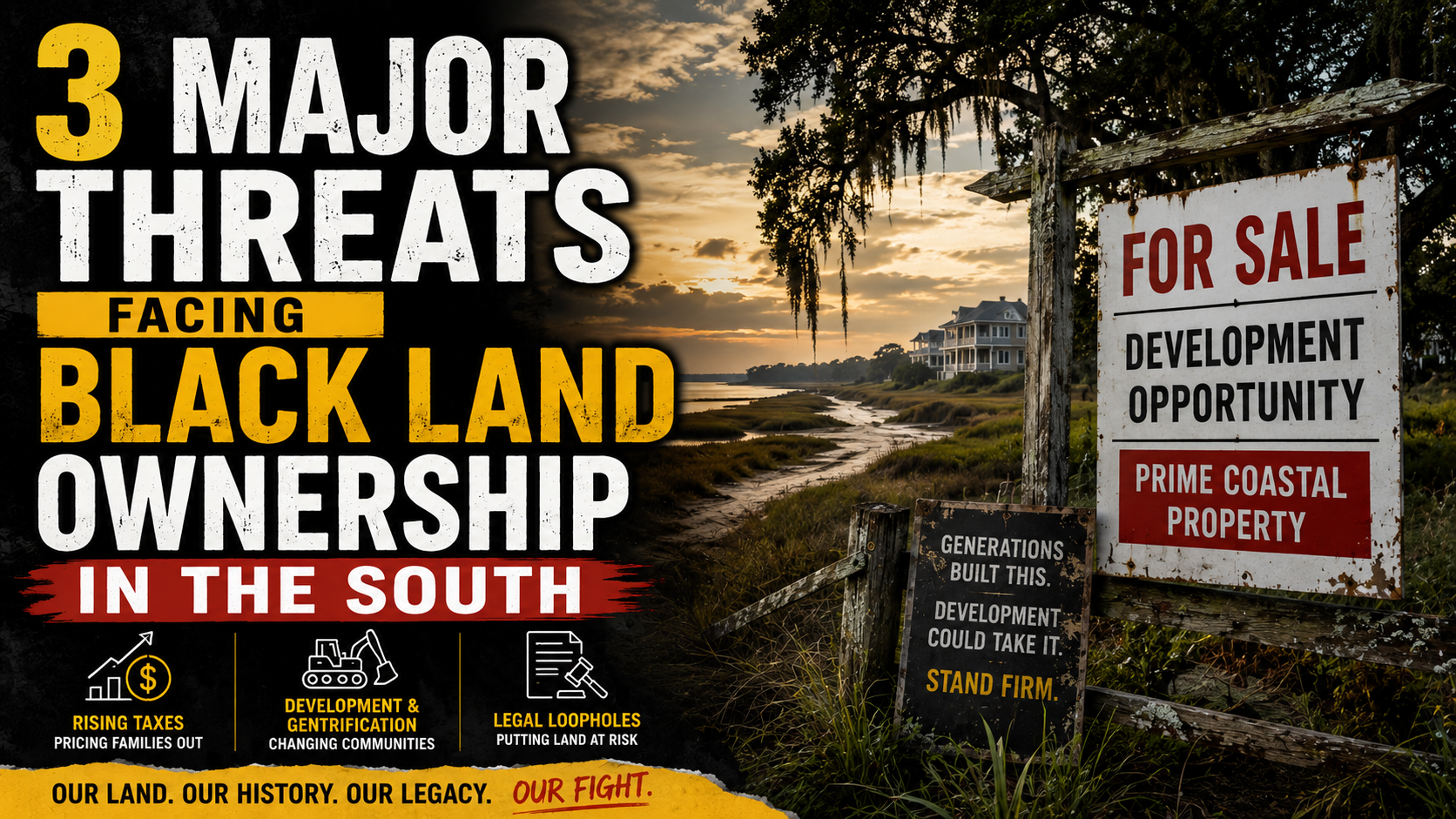 Historic Black family standing on generational Southern land threatened by development and rising taxes