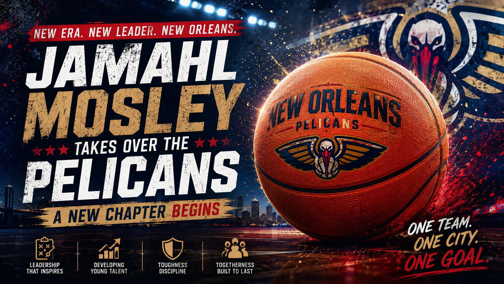 Jamahl Mosley introduced as the new head coach of the New Orleans Pelicans during a press conference.