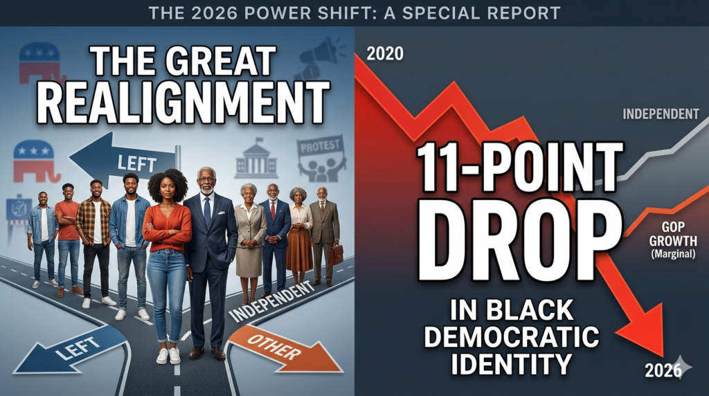 Graph showing the 2026 decline in Black Democratic party identification.