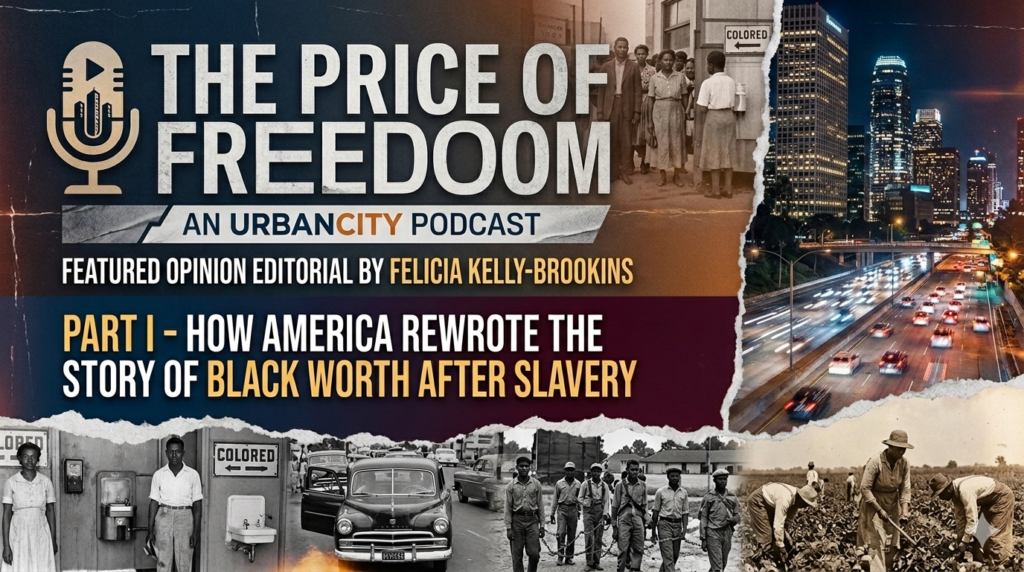 Historical illustration depicting formerly enslaved African Americans transitioning from slavery into Reconstruction-era America while confronting Black Codes, arrests, and the rise of convict leasing.
