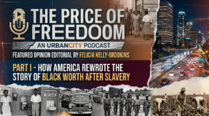 Historical illustration depicting formerly enslaved African Americans transitioning from slavery into Reconstruction-era America while confronting Black Codes, arrests, and the rise of convict leasing.