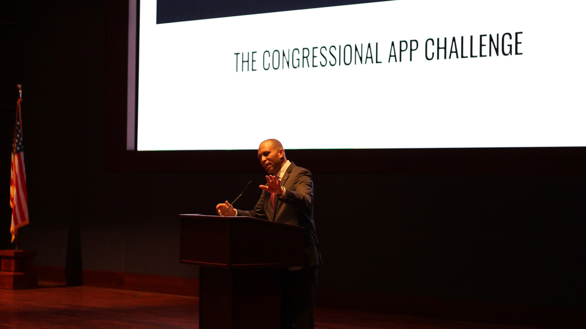 Hakeem Jeffries speaking during a House of Code event