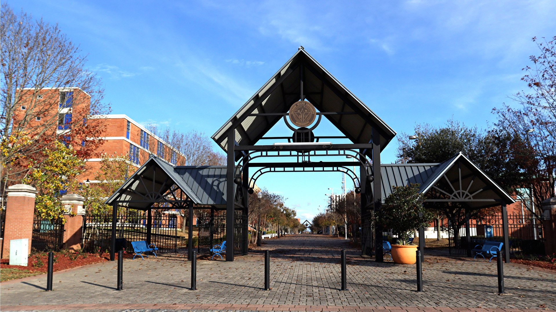 Entrance to Gibbs Green Memorial Plaza at Jackson State University in Jackson Mississippi