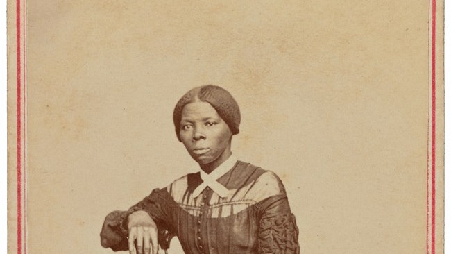 Portrait of Harriet Tubman seated and looking at the camera