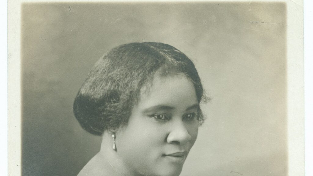 Portrait of Madam C. J. Walker in formal dress