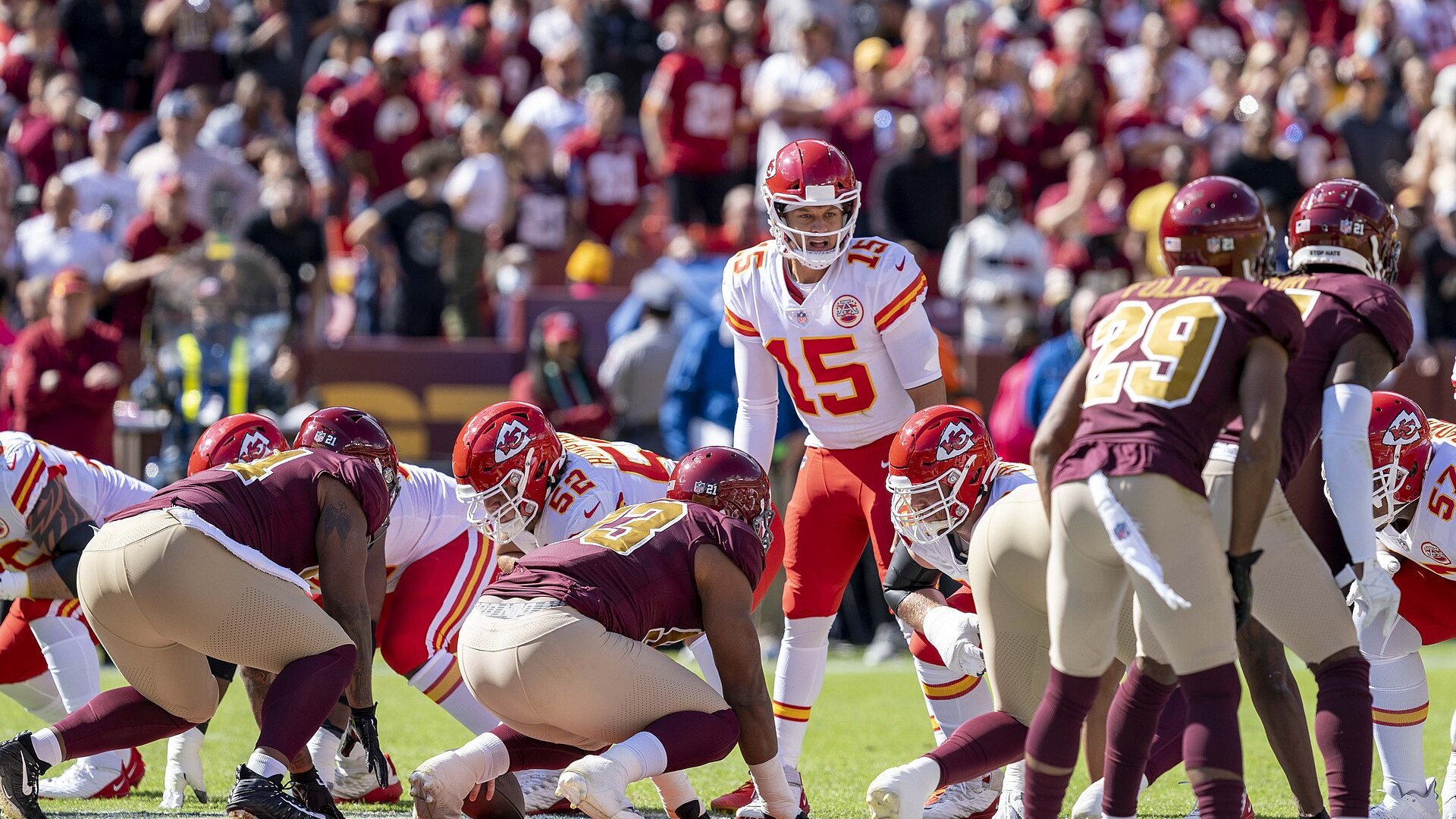 Patrick Mahomes prepares to take a snap for Kansas City