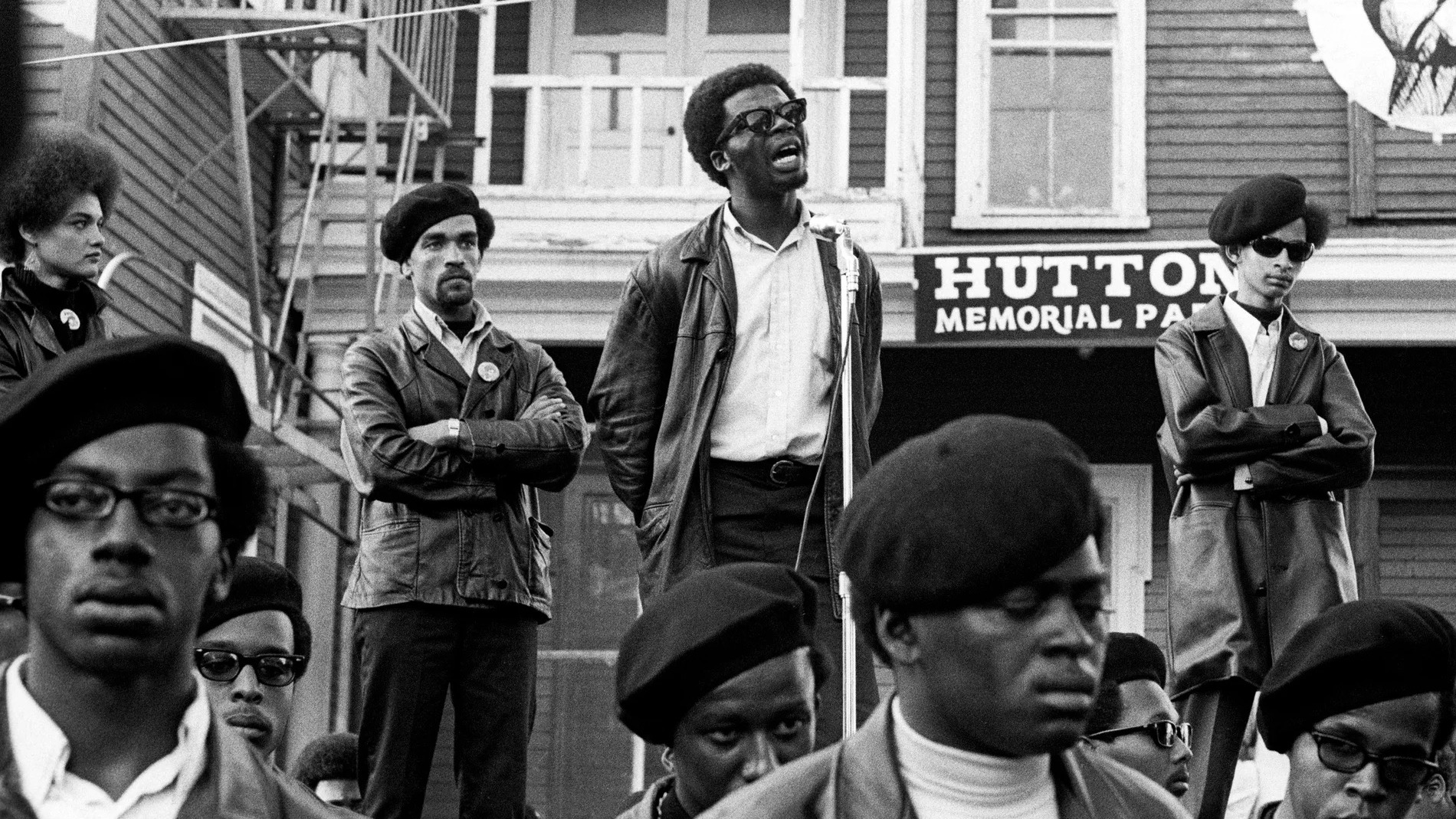 Black Panther Party members gather at a rally in Oakland California in 1968