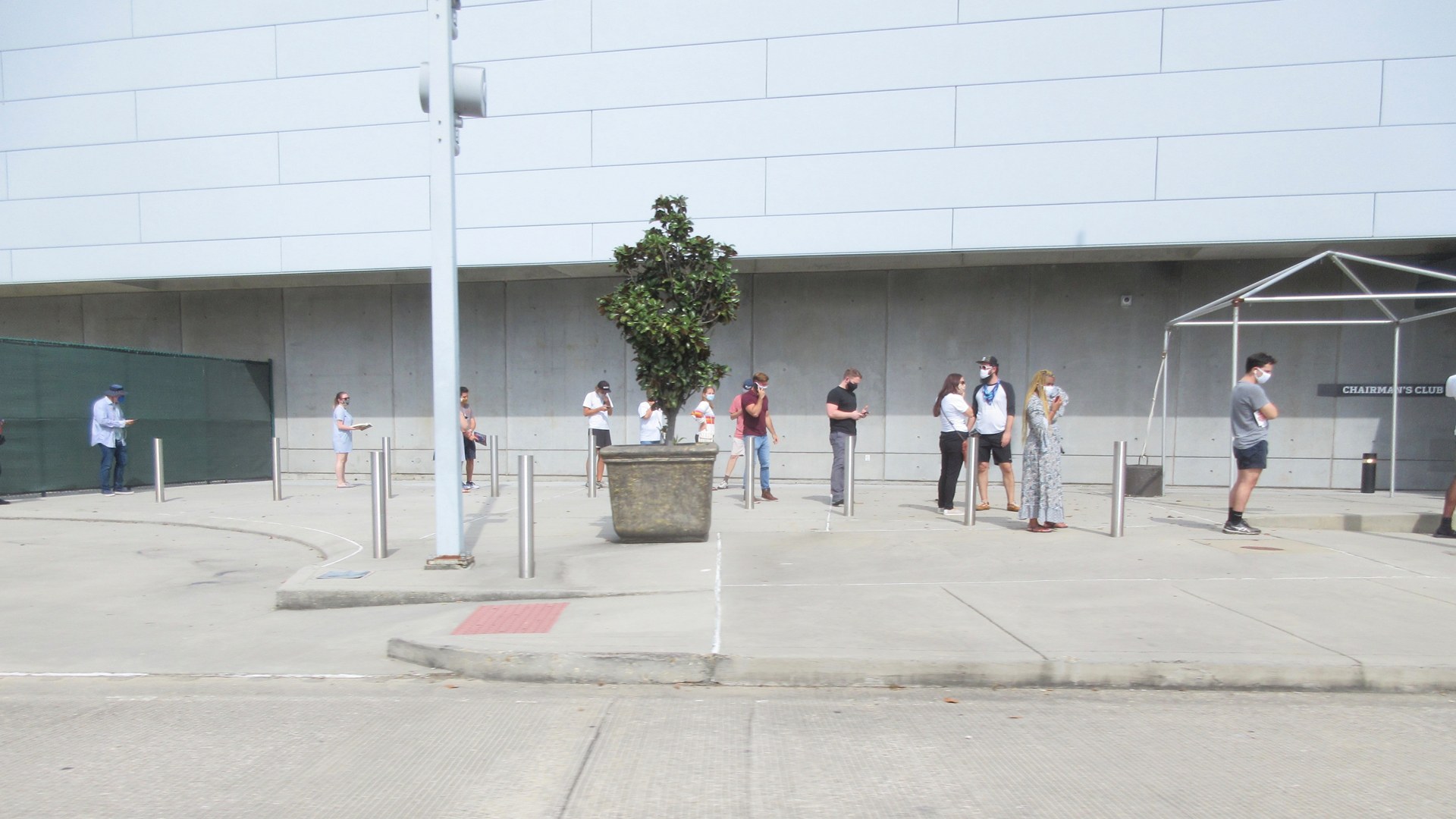 Voters standing in line outside an early voting site in New Orleans