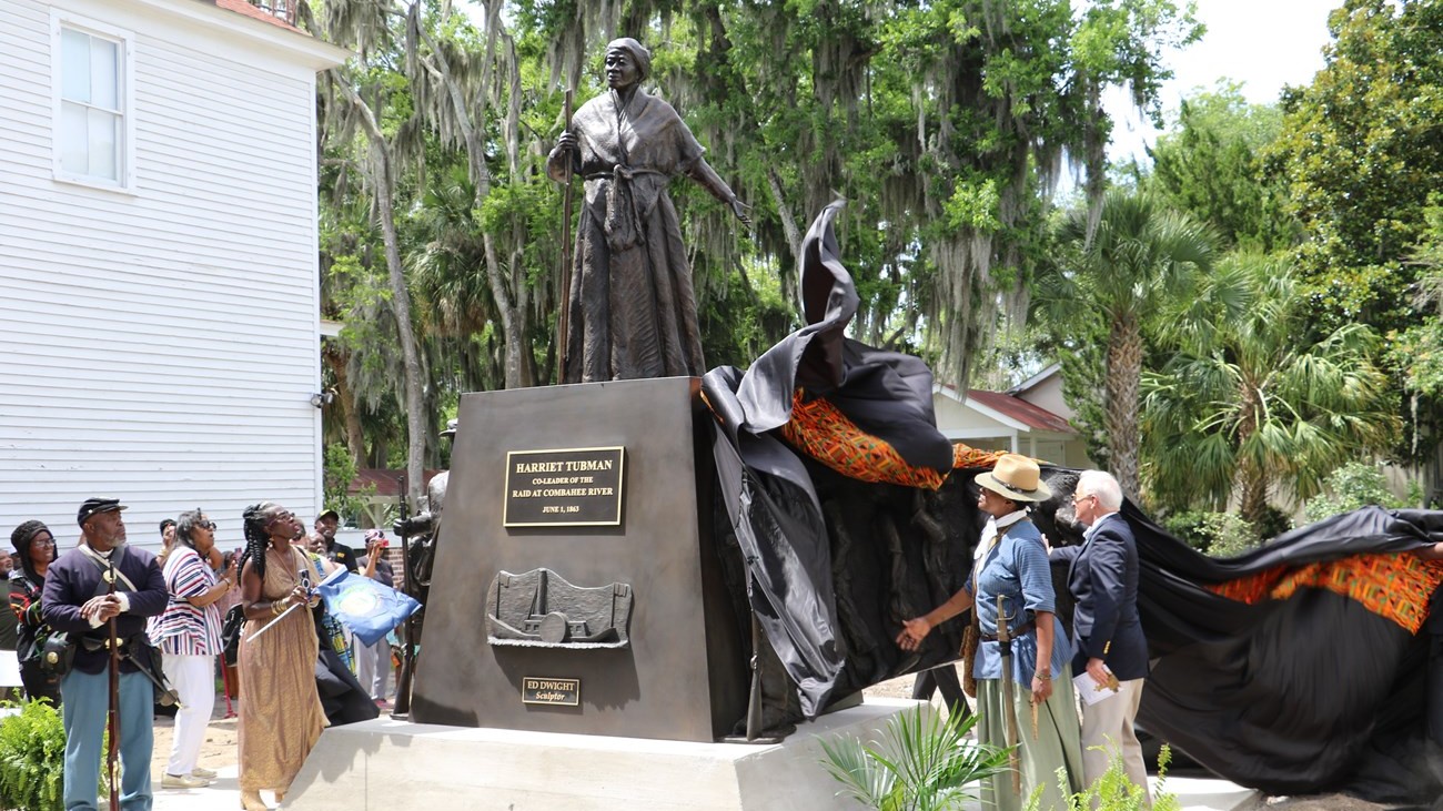 Bronze monument of Harriet Tubman being unveiled in Beaufort, South Carolina in 2024