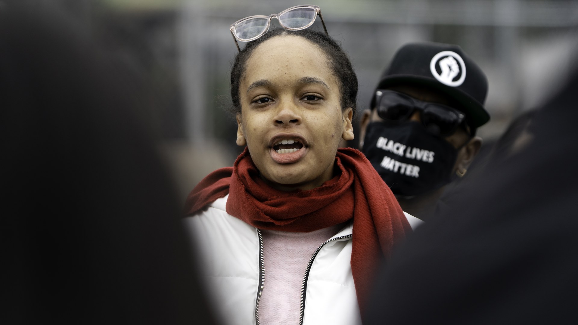 Angela Rose Myers of the Minnesota NAACP speaks at a press conference