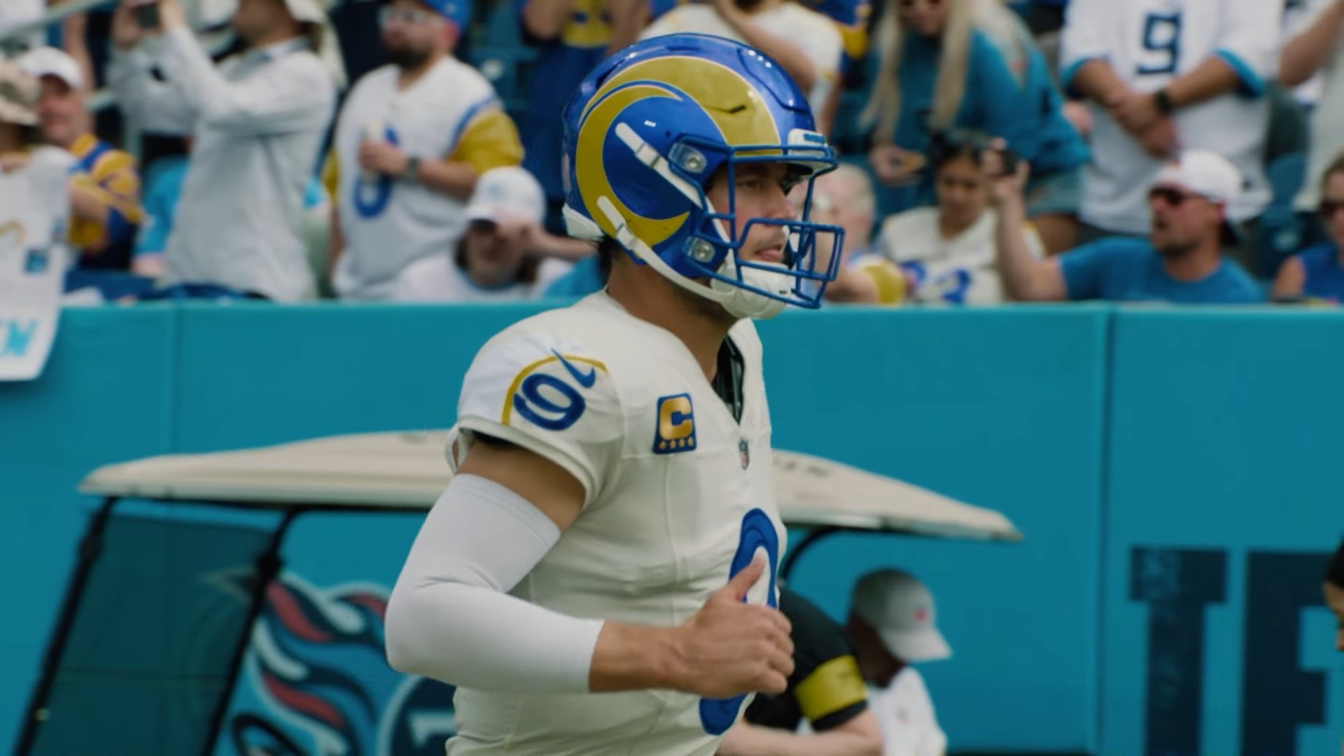 Matthew Stafford pictured with the Rams in 2025