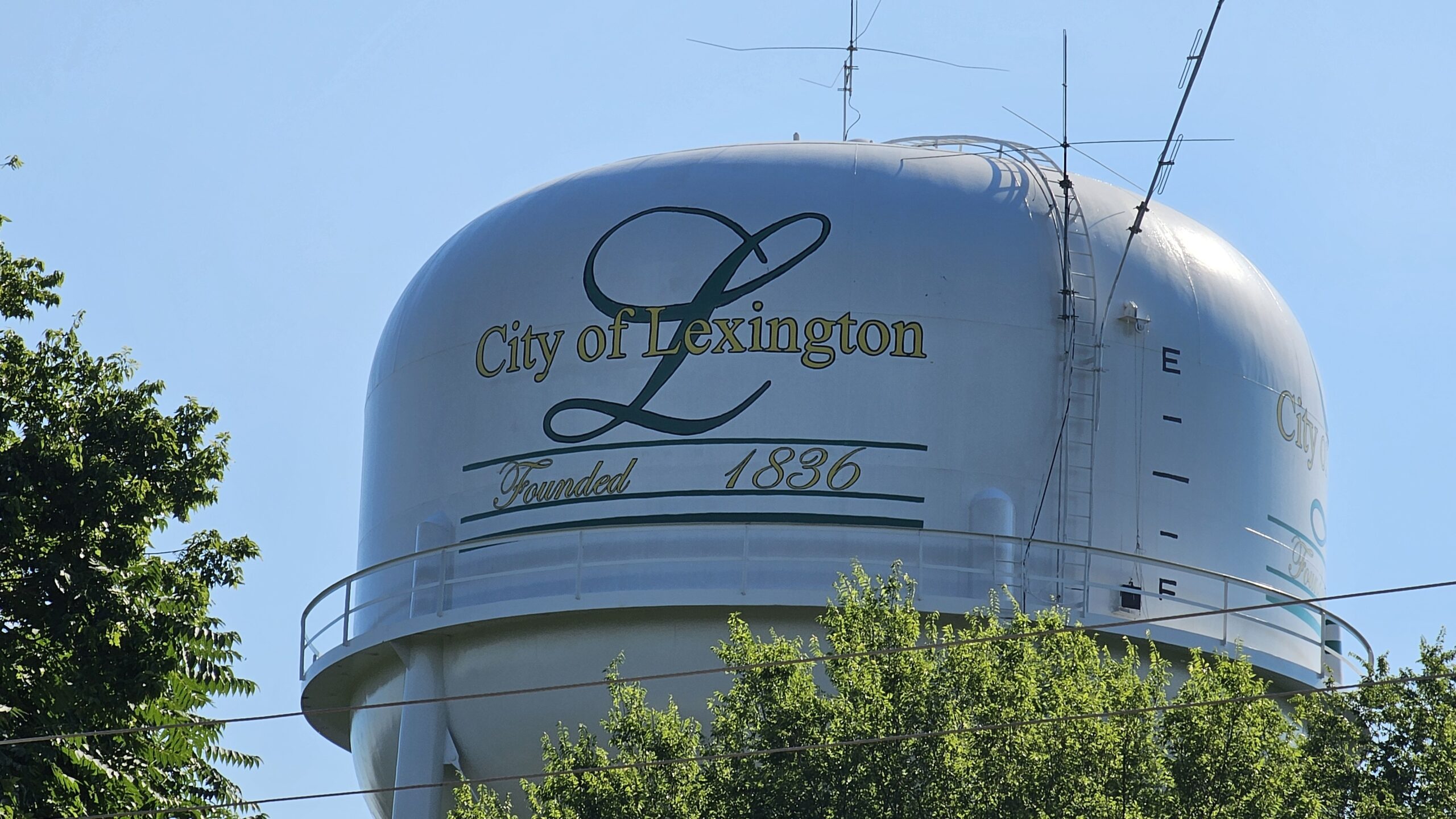 The Lexington Mississippi water tower rising above the town in Holmes County