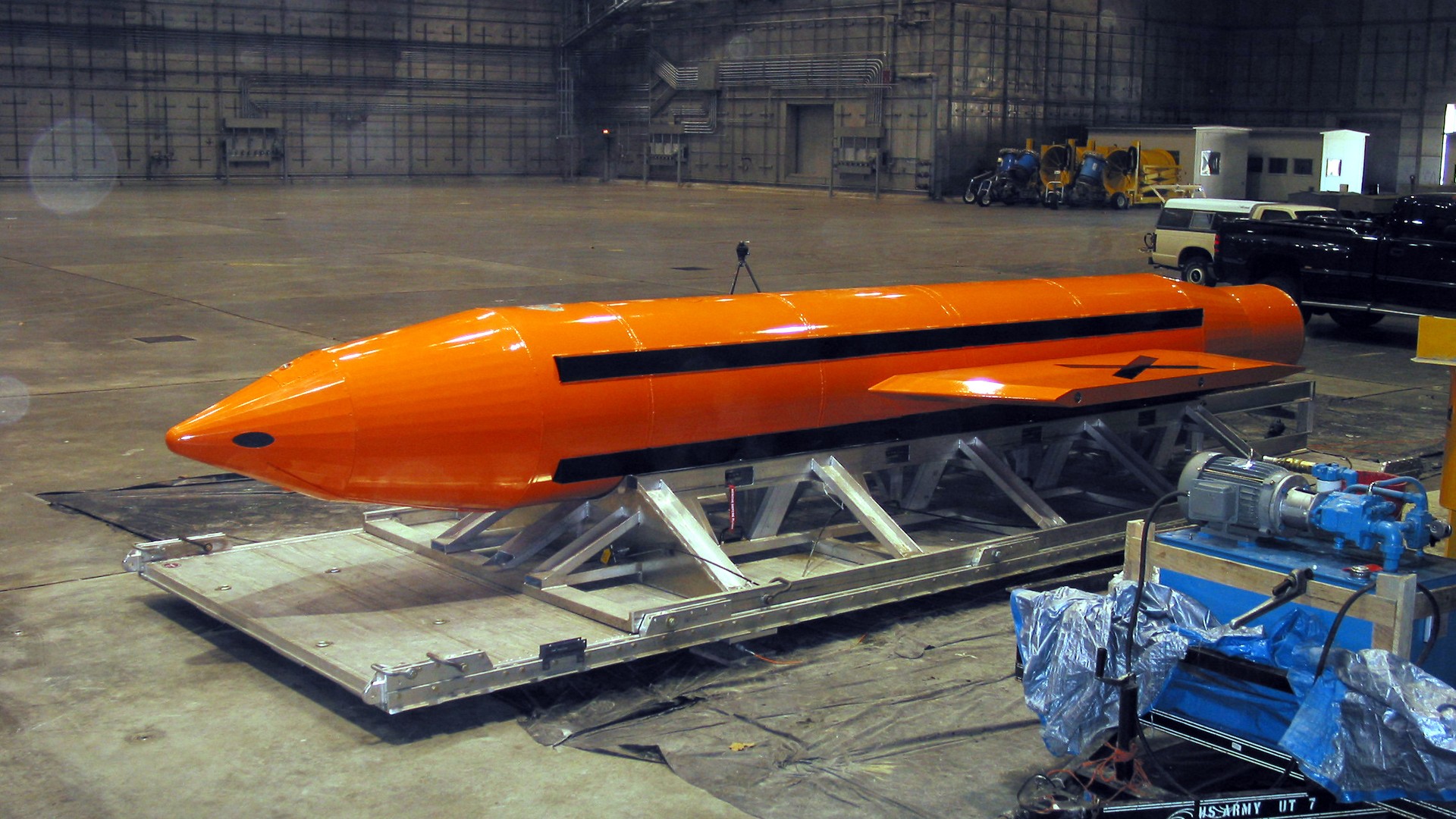 GBU 43/B Massive Ordnance Air Blast bomb prepared for testing