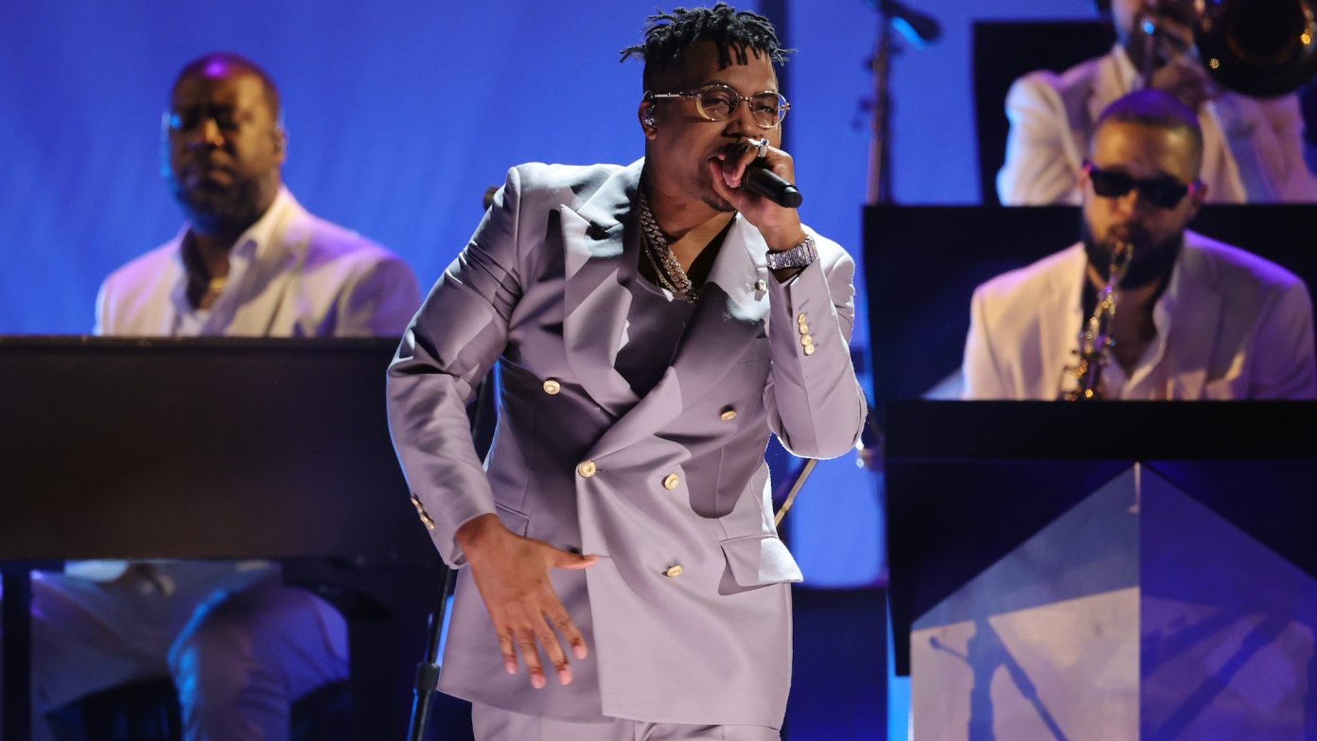 Nas performing at the Grammy Awards in 2022