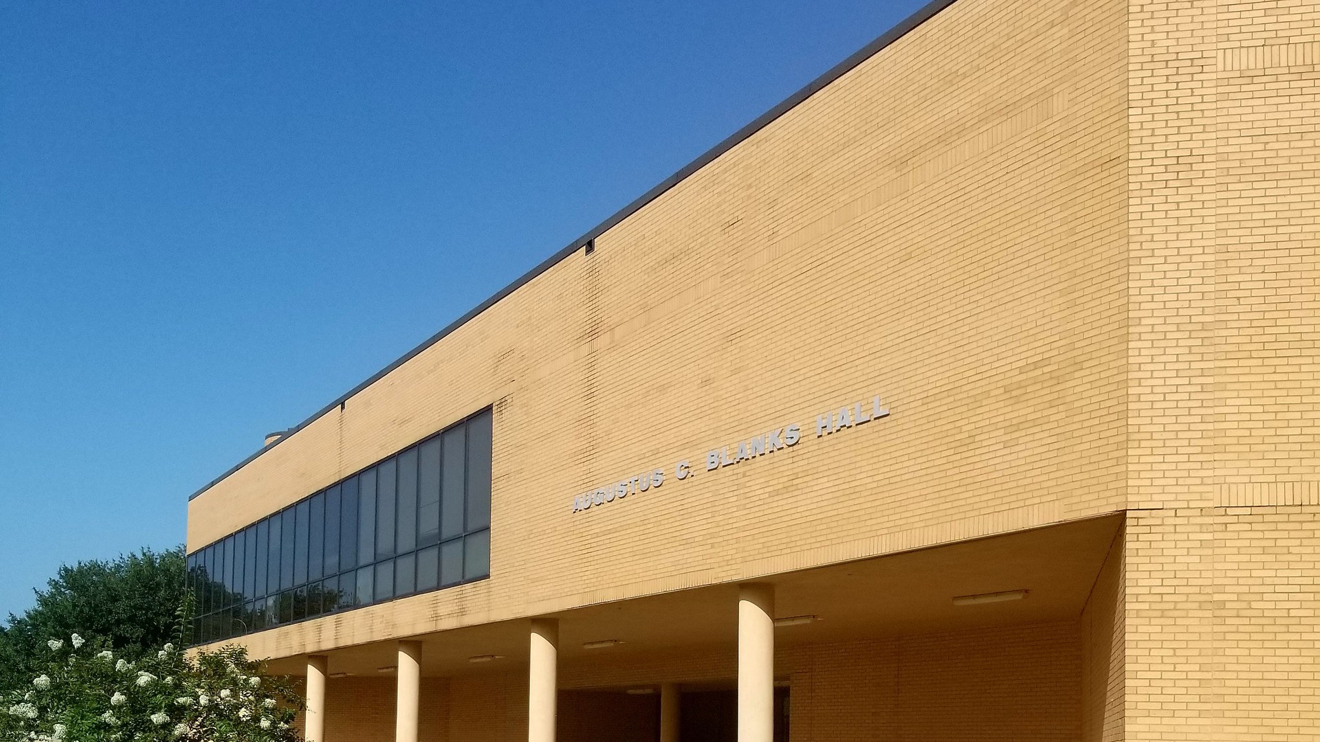 Augustus C. Blanks Hall, a tan brick classroom building on the Southern University campus in Baton Rouge