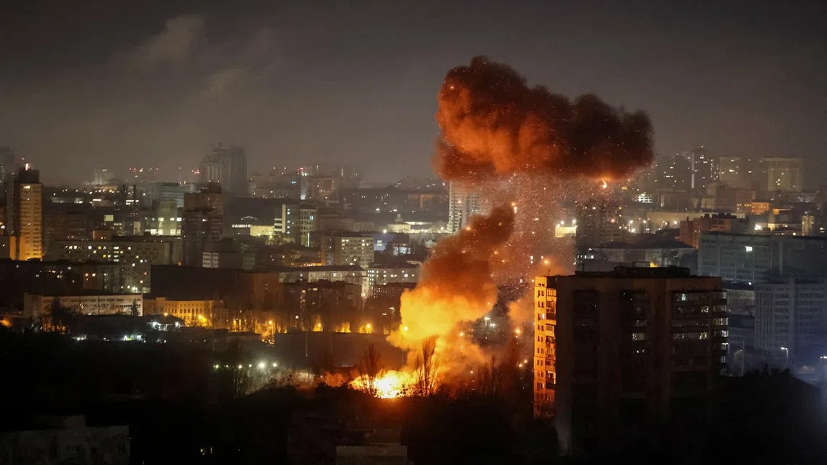 Explosion over Kyiv during Russian missile strike